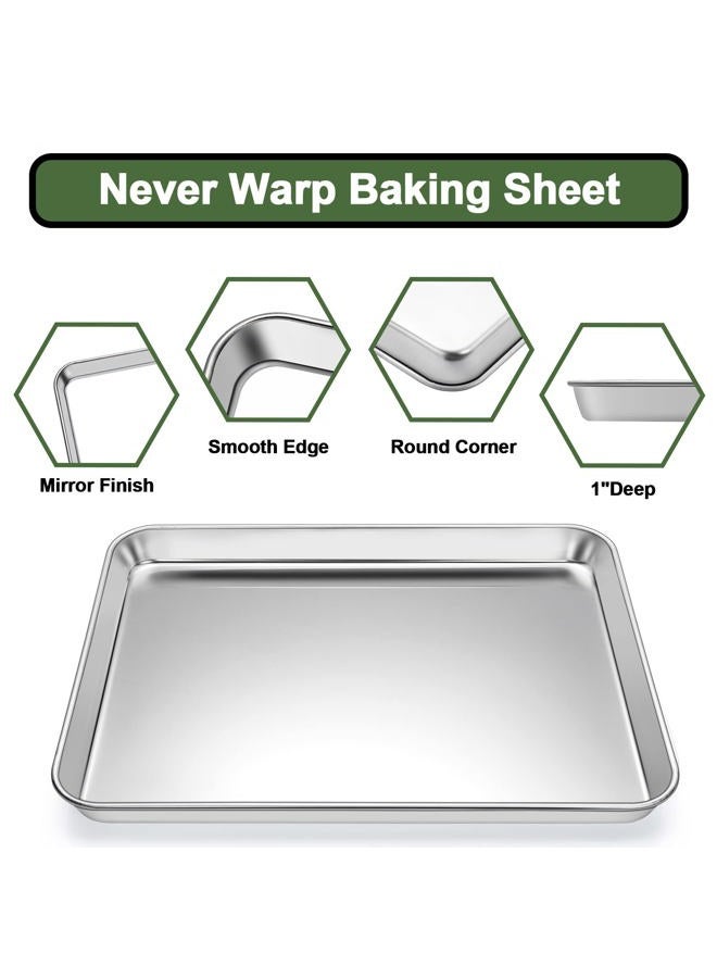 EWFEN Baking Sheet Tray Set of 10, Stainless Steel Baking Pan Cookie Pan Sheet, Size 16 x 12 x 1 inch, Warp Resistant & Heavy Duty & Rust Free - Image 3