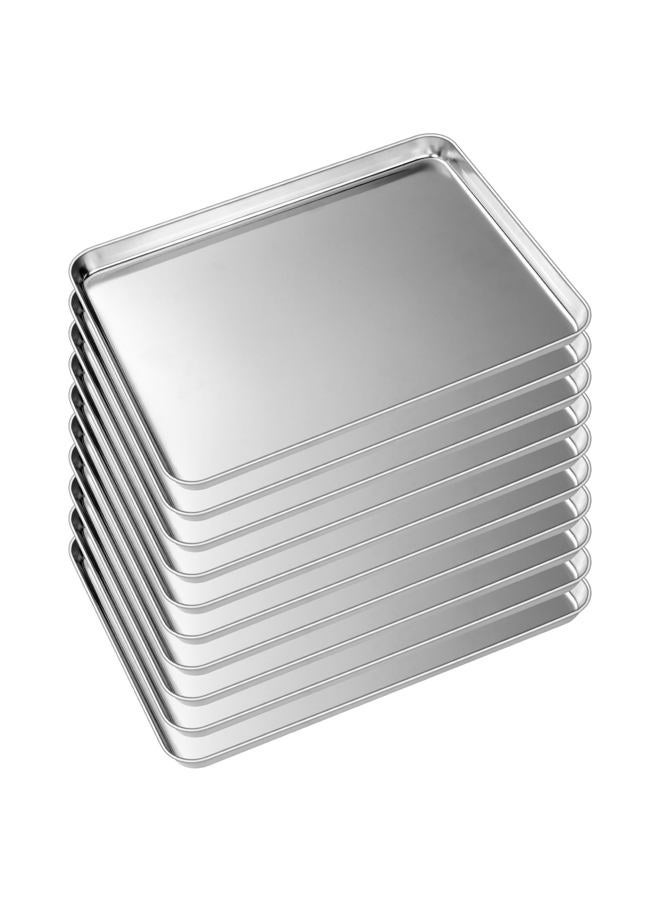 EWFEN Baking Sheet Tray Set of 10, Stainless Steel Baking Pan Cookie Pan Sheet, Size 16 x 12 x 1 inch, Warp Resistant & Heavy Duty & Rust Free - Image 1