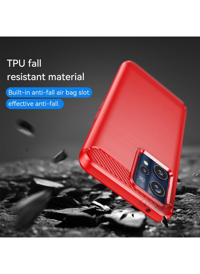 S-TOP Case For Realme Narzo 50 Pro Brushed Texture Carbon Fiber TPU Phone Case - Image 4