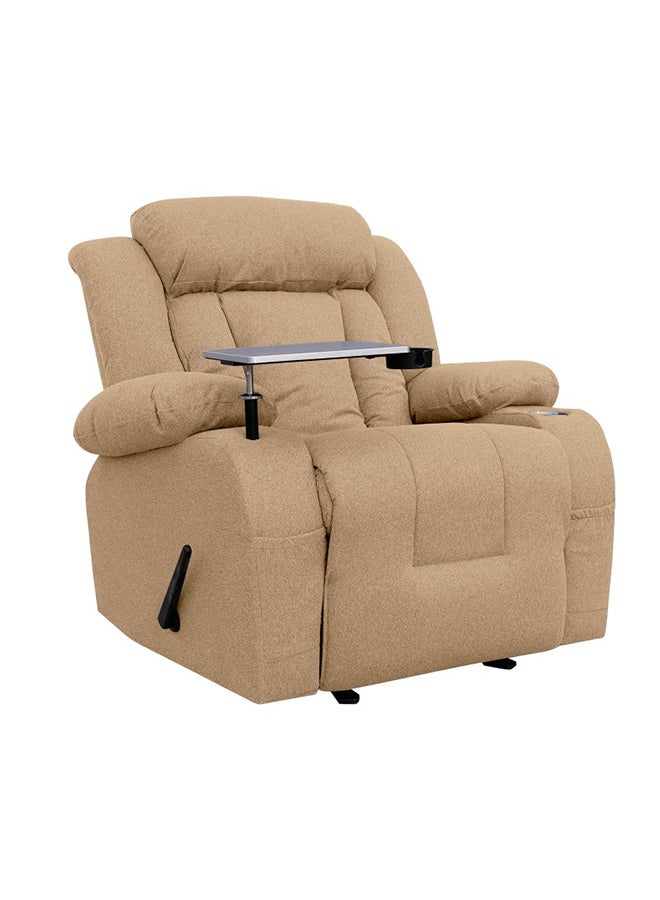 إن - هاوس كرسي استرخاء سينمائي منجد بالكتان مع طاولة لاب توب وحامل أكواب - Image 1