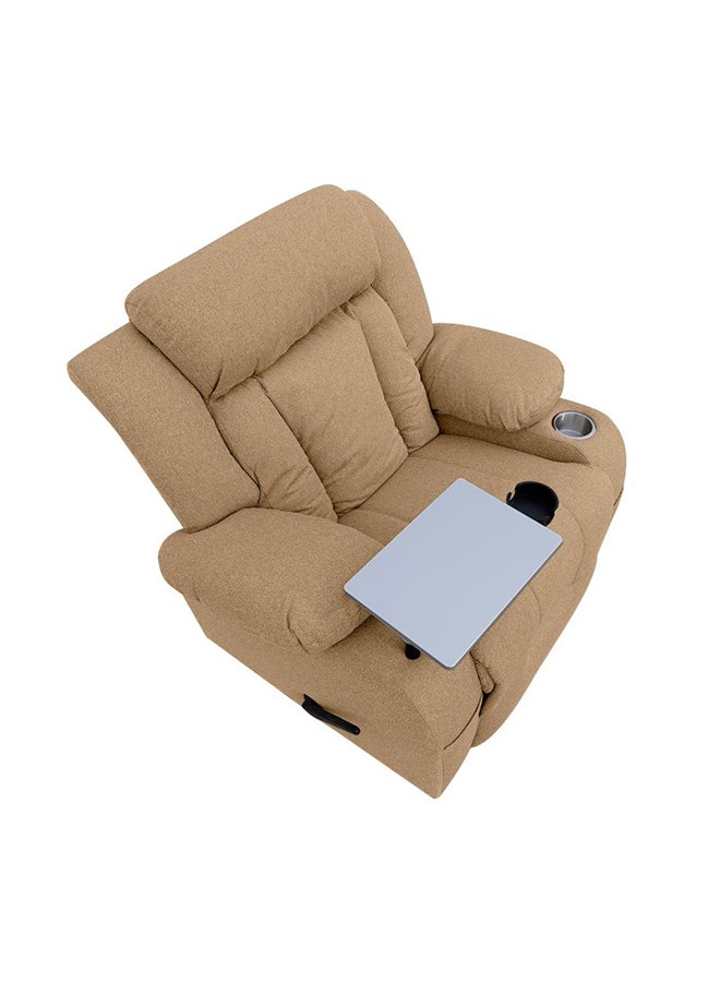 إن - هاوس كرسي استرخاء سينمائي منجد بالكتان مع طاولة لاب توب وحامل أكواب - Image 3