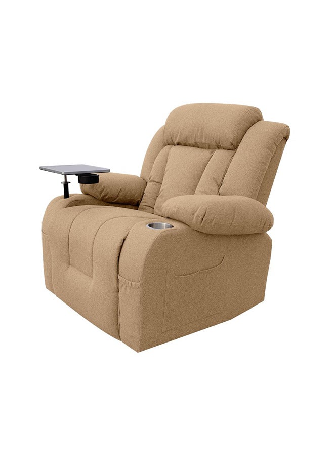 إن - هاوس كرسي استرخاء سينمائي منجد بالكتان مع طاولة لاب توب وحامل أكواب - Image 2