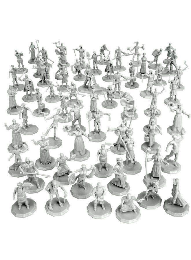 Monster Protectors Townsfolk Mini Fantasy Figures Set- 64 Non Player Character NPC Miniatures - 1" Hex Nobility, Merchants, and More - Compatible with DND Dungeons Dragons, Pathfinder, RPG Tabletop-Games  - Image 1