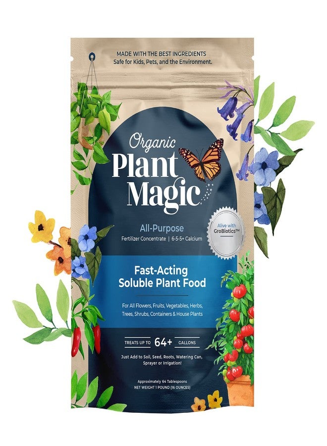 سحر النبات العضوي - سماد نباتي سريع المفعول وقابل للذوبان من Truly Organic™: سماد مركز متعدد الأغراض لجميع أنواع النباتات المزهرة والخضراوات والأعشاب وأشجار الفاكهة والشجيرات ونباتات الحدائق المنزلية [كيس واحد وزنه 1 رطل] - Image 1