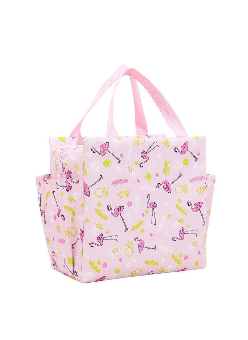 Generic Thick Insulated Lunch Bag Large Portable Cooler Tote Pink Flamingo 