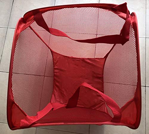 DurReus Portable Large Rectangle Laundry Basket with Carry Handles Big Heavy Duty Pop Up Nursery Clothes Hamper Folding Mesh Room Organizer Storage Red - Image 2