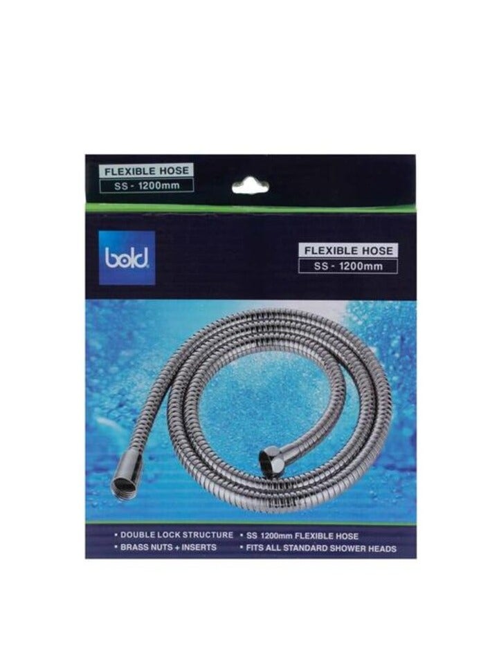 Bold Stainless Steel Flexible Shower Hose (120 cm, Silver)
