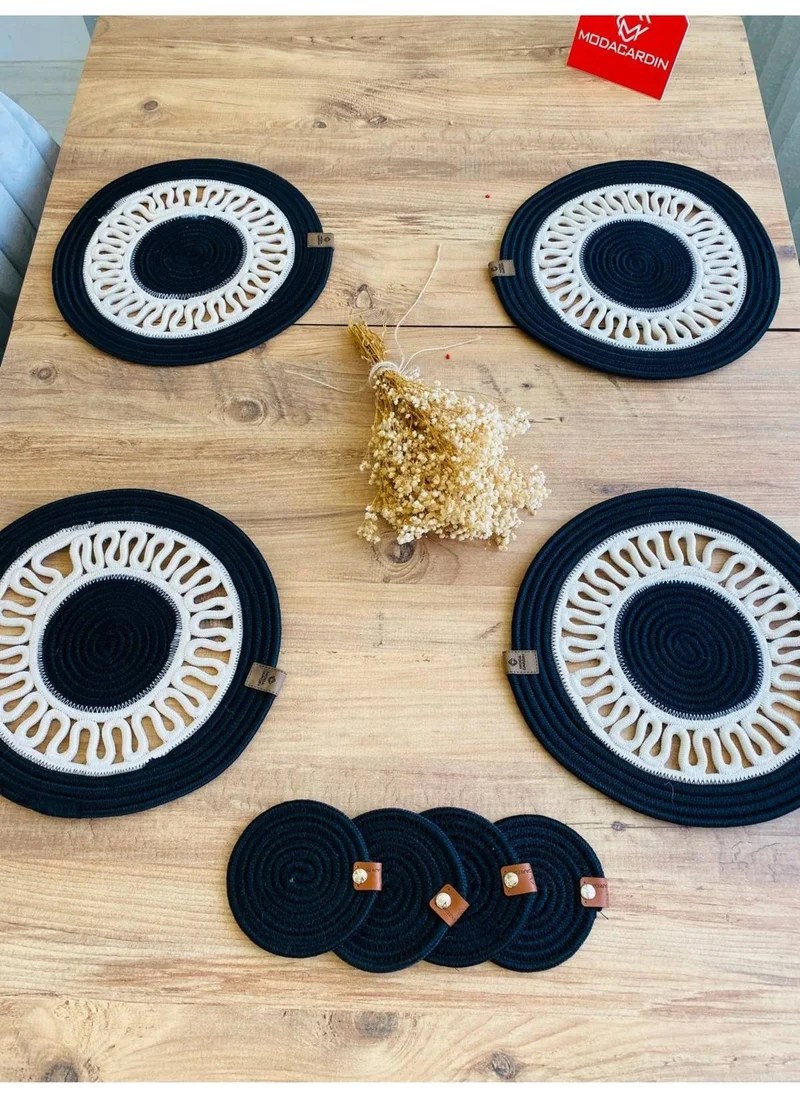 BDZ Deri BDZ Leather Wicker Jute Presentation Plate Mat American Service and Coasters 8 Pieces