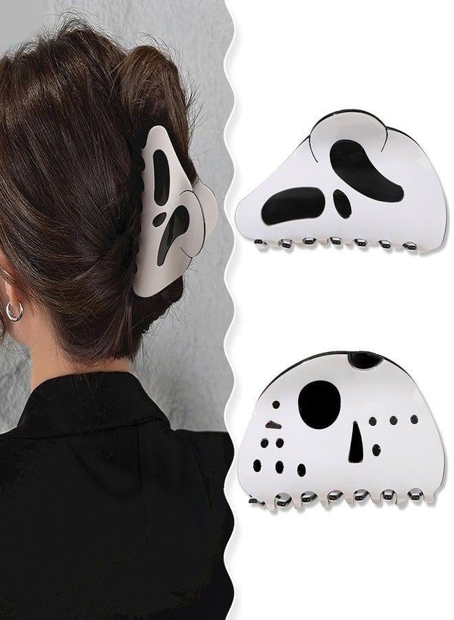 AUOCATTAIL Ghost Face Hair Clips, 2 Pcs Halloween Hair Claw Clips Large Mask Skull For Styling For Girls Women Hair Accessories - Image 2