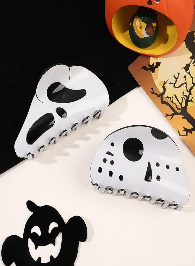 AUOCATTAIL Ghost Face Hair Clips, 2 Pcs Halloween Hair Claw Clips Large Mask Skull For Styling For Girls Women Hair Accessories - Image 3