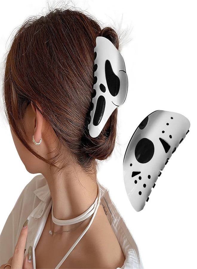 AUOCATTAIL Ghost Face Hair Clips, 2 Pcs Halloween Hair Claw Clips Large Mask Skull For Styling For Girls Women Hair Accessories - Image 1