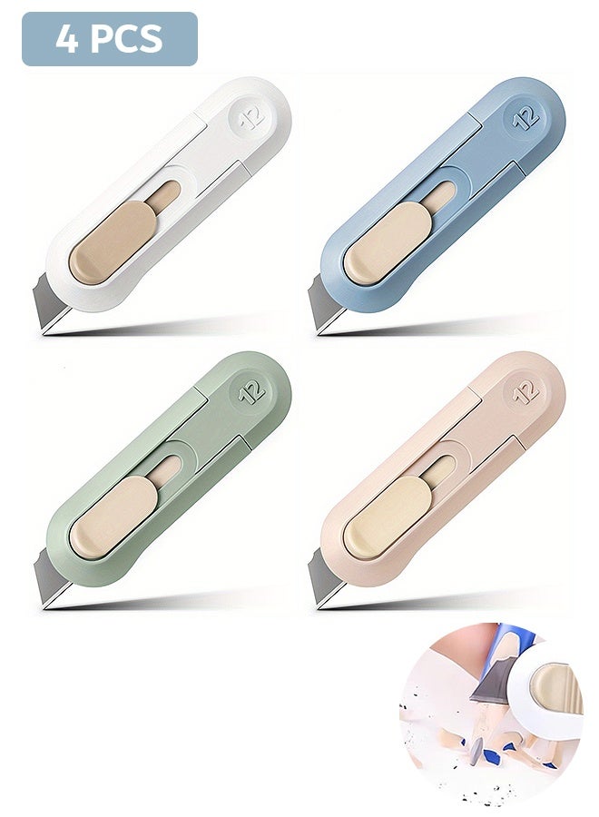 MXN 4 Pcs Mini Utility Knives, Easy Slide Retractable Box Opener Cutter, for Office Home Arts Crafts Cartons Cardboard Paper DIY  - Image 1