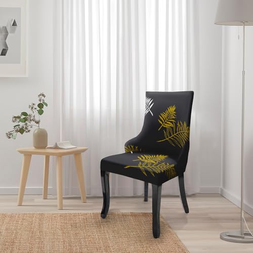 House of Quirk Wingback American Side Chair Slipcover-Accent Chair Cover Slipcover with Arm,Washable Dining Chair with Nailed Trim Protector for Dining Living Room (Gold Leaf) - Image 2