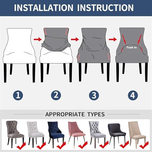 House of Quirk Wingback American Side Chair Slipcover-Accent Chair Cover Slipcover with Arm,Washable Dining Chair with Nailed Trim Protector for Dining Living Room (Gold Leaf) - Image 4