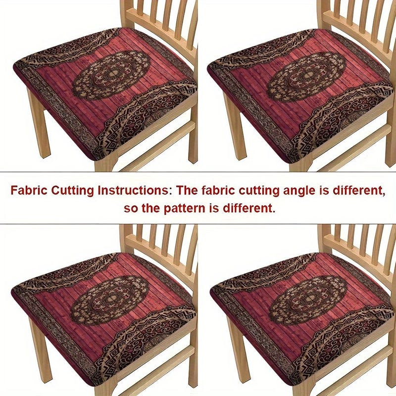 6Pcs Retro Pattern Elastic Seat Cover Suitable for Dining Chair Office Home - Image 2