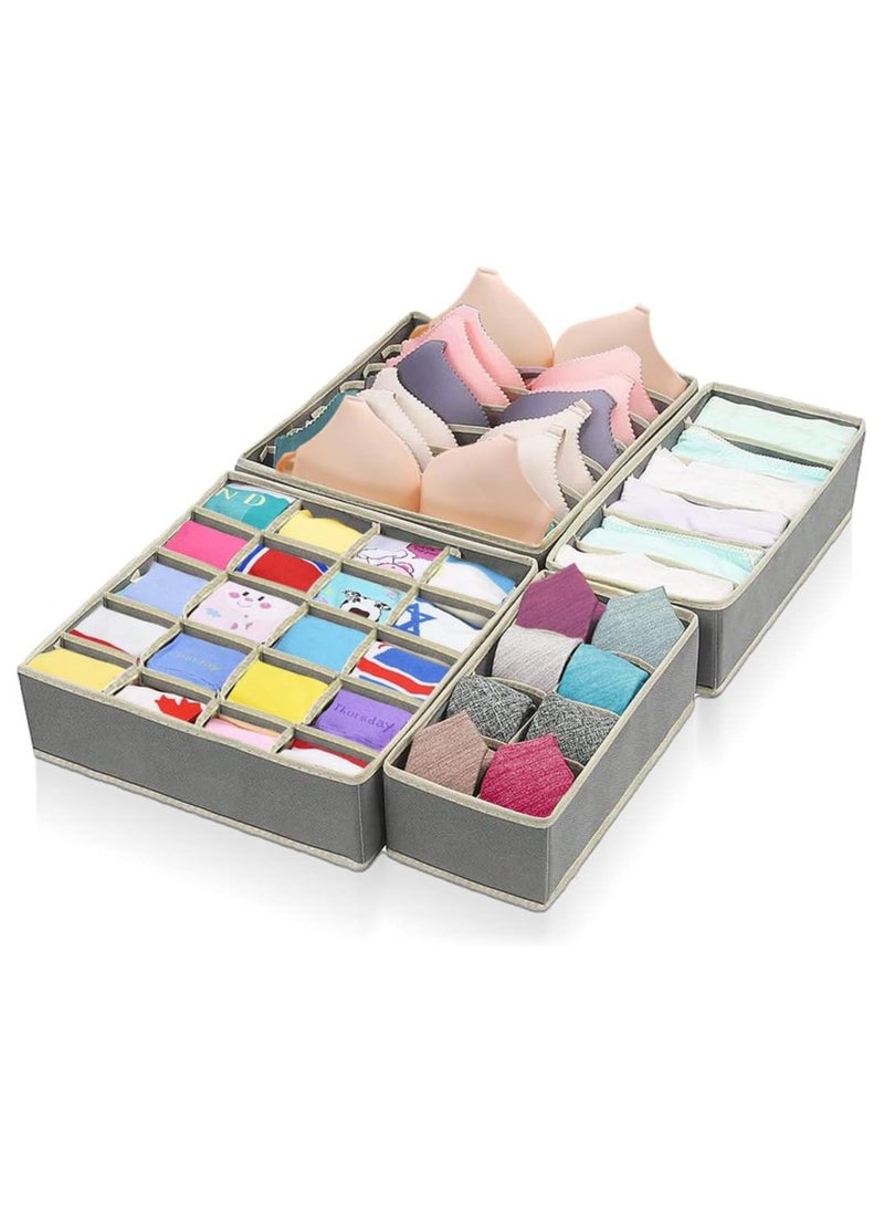 Kimaya Underwear Organizer, 4 Boxes Closet Organizers, Sorter Drawers, Foldable Storage Organizer for Underwear, Socks, Tie, Pants, Scarves and Handkerchiefs  - Image 1