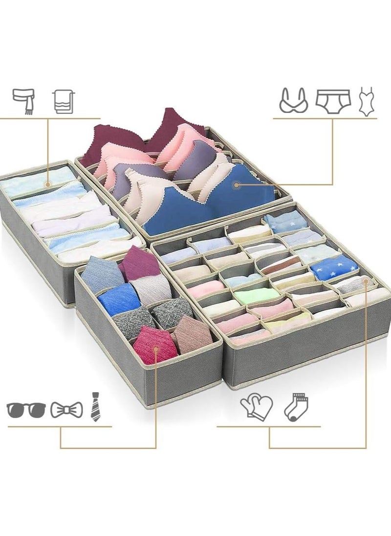 Kimaya Underwear Organizer, 4 Boxes Closet Organizers, Sorter Drawers, Foldable Storage Organizer for Underwear, Socks, Tie, Pants, Scarves and Handkerchiefs  - Image 5