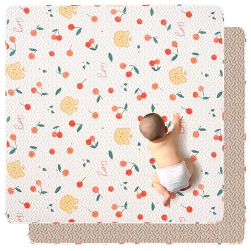 حصيرة لعب الأطفال المصنوعة من القطن الناعم من SYOSI - قياس 43 × 43 بوصة، قابلة للغسل والطي، غير زلقة، مناسبة لزحف الأطفال الرضع والأطفال الصغار، مثالية لوقت البطن، وسادة لعب محمولة للداخل والخارج - Image 1