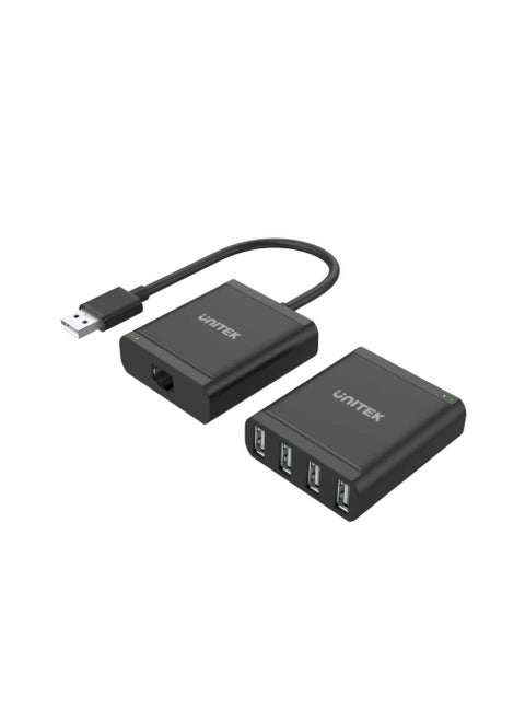 UNITEK 4-Port USB 2.0 Extender Over Cat 6/Cat 5e Cable, Extend USB Devices Up to 164 Feet, Plug-and-Play Solution for Keyboard, Mouse, Printer, and More