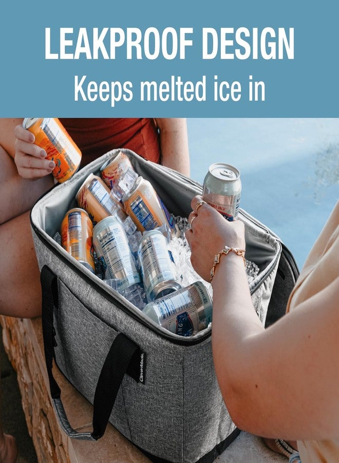 CleverMade Collapsible Cooler Bag 50 Can Beach & Travel Car Cooler, Folding Soft Cooler, Shoulder Strap, Bottle Opener Great Car Coolers for Travel, Cleans Easy, Leak Proof - Gray/Black Gray/Midnight - Image 2