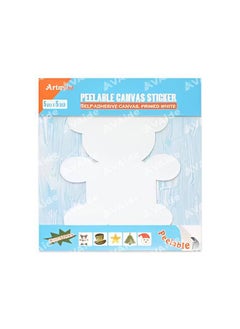 Artmate Pack of 5 Pieces Artmate Peelable Teddy Bear Shape Canvas Sticker, Self Adhesive Canvas, Primed White Colour 
