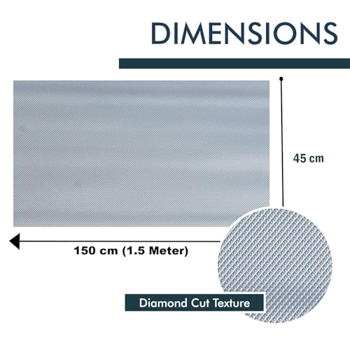 KayJen (45cmX1.5m) Silver Food Grade EVA Anti Slip MatSheet for Fridge, Kitchen, Drawer, Shelf Liner, Table (Diamond Texture, Silver) - Image 2