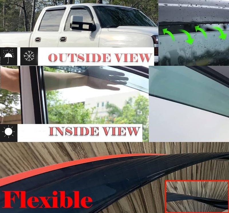 99Parts 4Pcs Smoke Window Sun Rain Visor Vent Guard Deflector Shade Set for Dodge Ram 1500/2500/3500 - Image 5