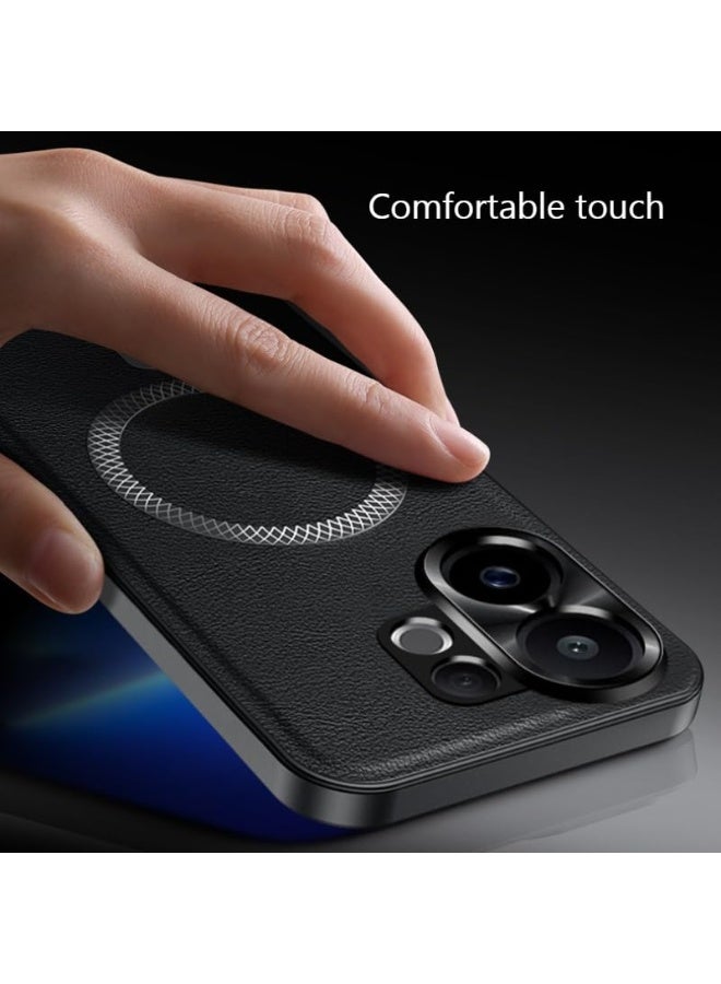 general Magnetic Case Compatible with Vivo V70 5G, Leather Case Camera Lens Protection Anti-Slip Anti-Drop Shockproof Protective Back Cover for Vivo V70 - Image 4