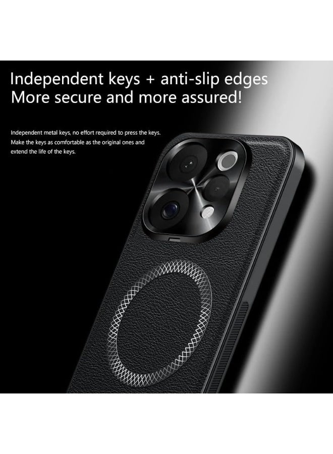 general Magnetic Case Compatible with Vivo V70 5G, Leather Case Camera Lens Protection Anti-Slip Anti-Drop Shockproof Protective Back Cover for Vivo V70 - Image 3