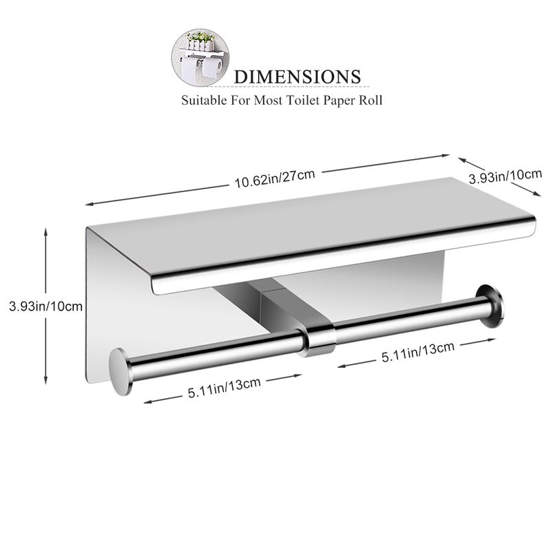 Wall Mounted SUS 304 Stainless Steel Double Roll Toilet Paper Holder, Dual Paper Tissue Roll - Image 2