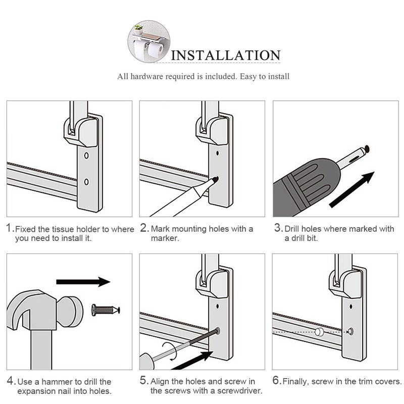Wall Mounted SUS 304 Stainless Steel Double Roll Toilet Paper Holder, Dual Paper Tissue Roll - Image 5