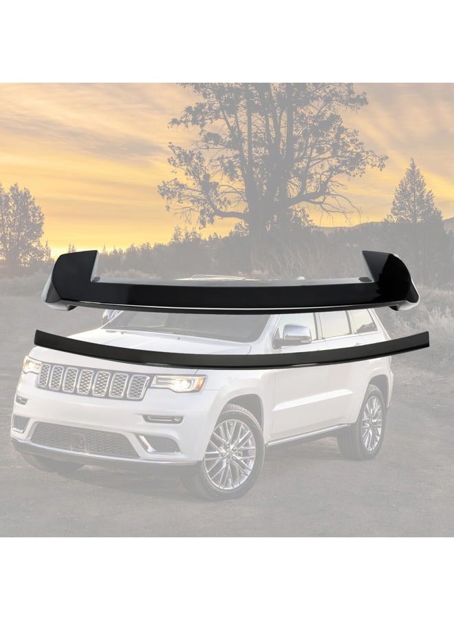 Gear Up Rear Roof Spoiler + Mid Spoiler Wing Compatible with 2013-2021 Jeep Grand Cherokee Rear Window Roof Spoiler Trunk Splitter Tailgate Mid Spoiler Wing(Glossy Black) - Image 4