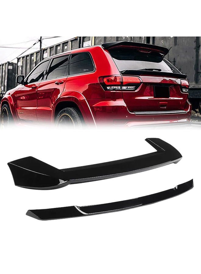Gear Up Rear Roof Spoiler + Mid Spoiler Wing Compatible with 2013-2021 Jeep Grand Cherokee Rear Window Roof Spoiler Trunk Splitter Tailgate Mid Spoiler Wing(Glossy Black) - Image 1