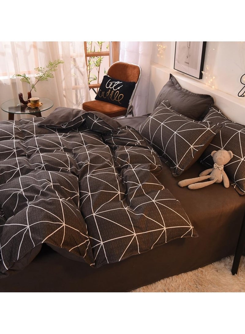 عام “طقم ملاءات من 4 قطع، مجموعة أغطية لحاف ناعمة من القطن، بدون لب، تحتوي على 1 غطاء لحاف بحجم 200 * 230 سم و1 ملاءة و2 غطاء وسادة.” - Image 3