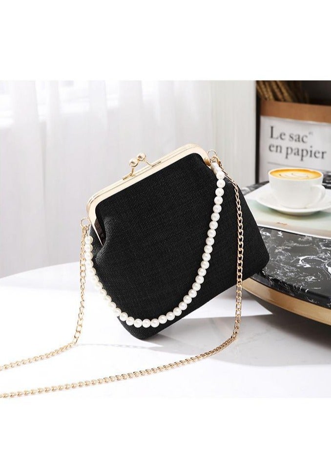 عام حقيبة سلسلة نسائية ، حقيبة يد صينية عتيقة من اللؤلؤ المتقاطع ، حقيبة يد عادية ، حقيبة هانفو بكتف واحد - Image 2