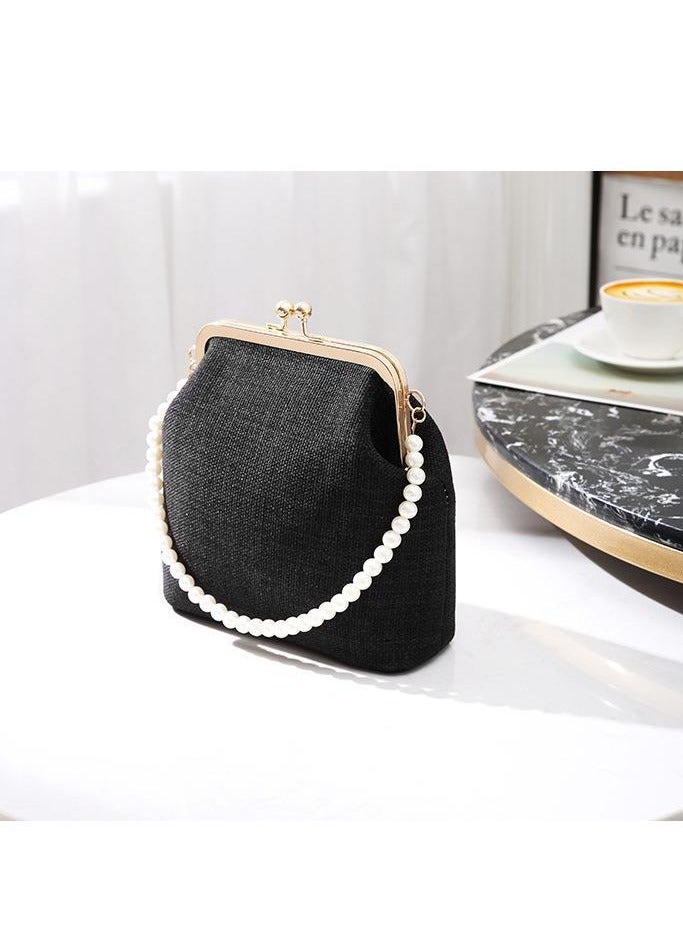 عام حقيبة سلسلة نسائية ، حقيبة يد صينية عتيقة من اللؤلؤ المتقاطع ، حقيبة يد عادية ، حقيبة هانفو بكتف واحد - Image 4