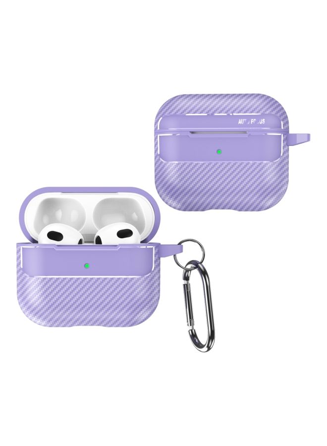 Case Cover For AirPods 3 Carbon Fiber Texture Anti-fall Earphone Protective Case Purple