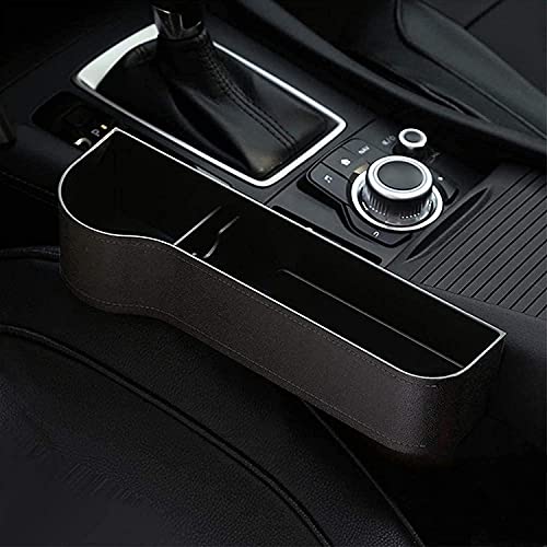 Automaze Car Seat Gap Organizer With Cup Holder, Multifunctional Small Storage Box For Coins, Cards, Cell Phone, Wallets etc (Passenger Side, Black) - Image 1