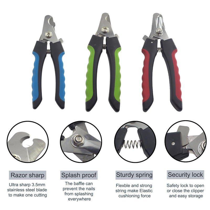 Professional HeavyDuty Pet Nail Clipper with Safety Guard Nail Filer for Dogs and Cats Durable Stainless Steel Trimmer for Large Small Pets Easy Grip RanDom Color Shipped Pack Of 1 - Image 3