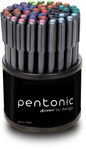 linc Pentonic Ballpoint Pens In Pen Organizer, Bulk 50 Count, Assorted Colored Ink (10 Different Colors), 1.0 mm Medium Point, Smooth Writing (PEN12177) - Image 1
