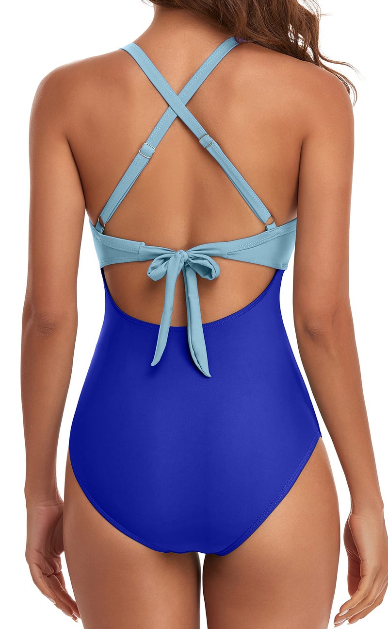 Eomenie Women's One Piece Swimsuits Tummy Control Cutout High Waisted Bathing Suit Wrap Tie Back 1 Piece Swimsuit - Image 3