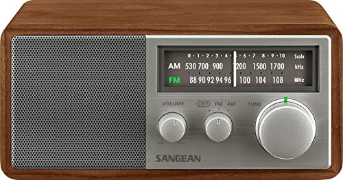 Sangean SG-116 AM/FM Analog Wooden Cabinet Receiver, Walnut-Silver - Image 1
