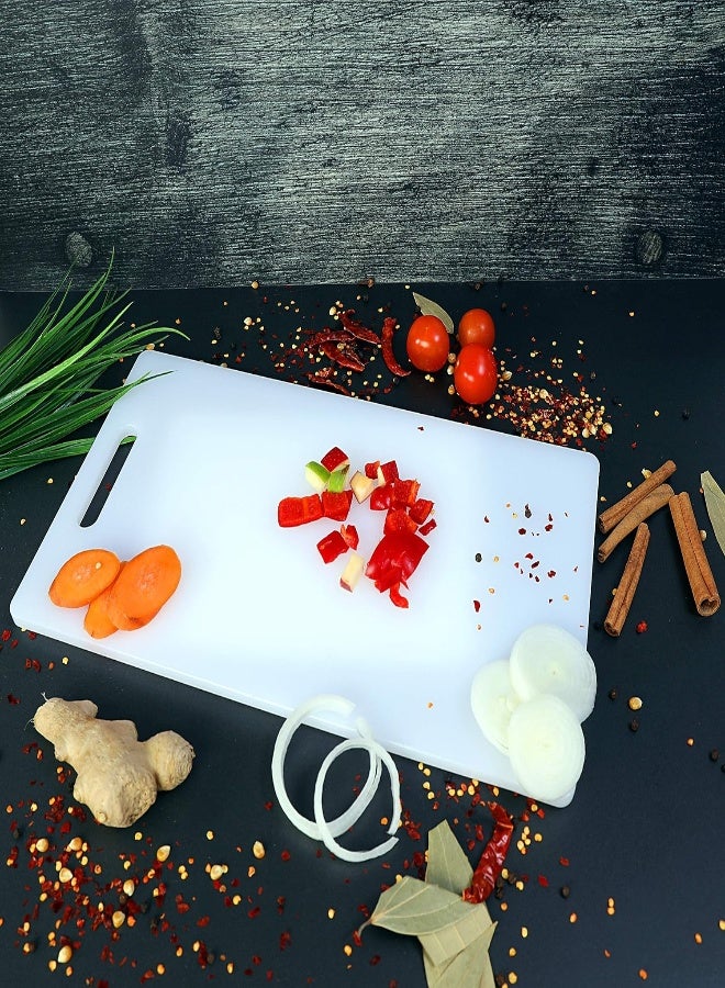AKDC Chopping Board - Cutting Board With Non-Slip Base- Perfect For Fruits And Vegetables - Portable Easy Storage - Multipurpose Dual Usage Kitchen Cutting Board (White) - Image 3