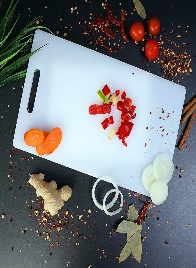 AKDC Chopping Board - Cutting Board With Non-Slip Base- Perfect For Fruits And Vegetables - Portable Easy Storage - Multipurpose Dual Usage Kitchen Cutting Board (White) - Image 5