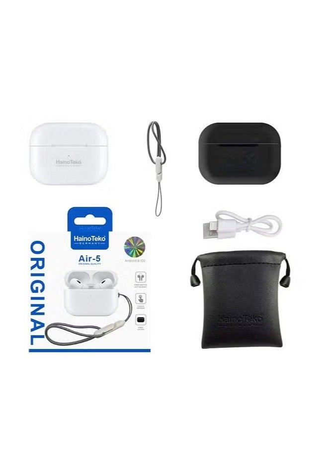 Haino Teko Air 5 Bluetooth Wireless Earphone Pro 2 for iPhones – High-Quality Sound, Comfortable Fit, Touch Control, Long Battery Life, Noise Cancellation, Perfect for Music, Calls, and Sports - Image 5