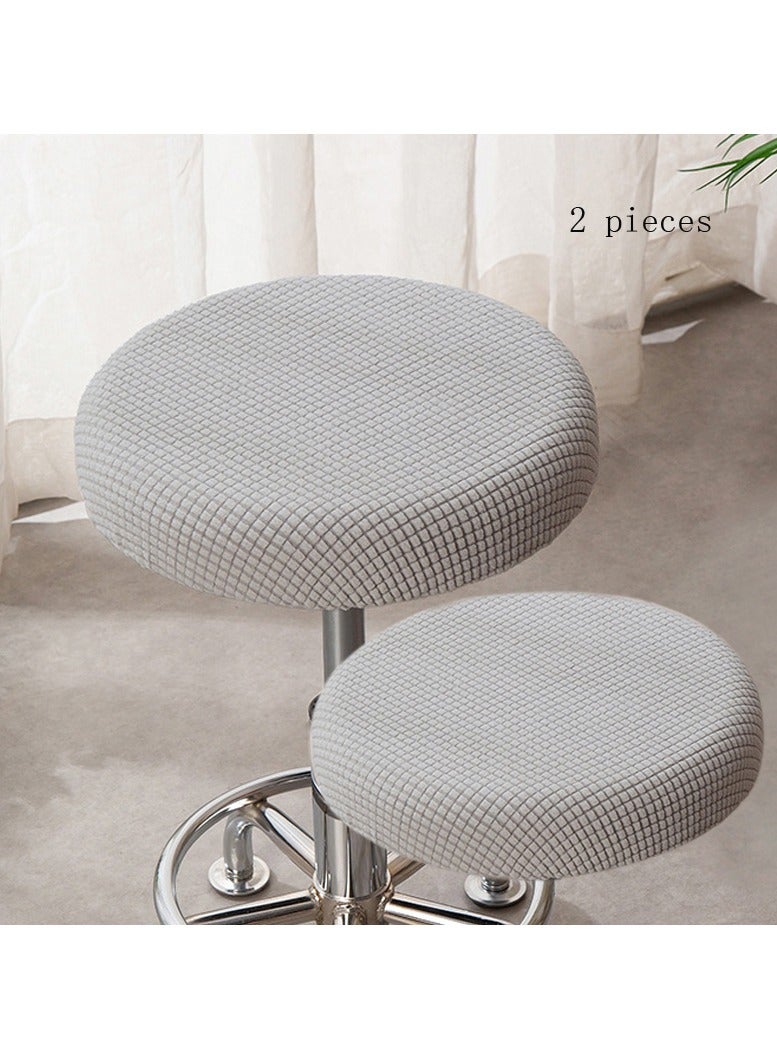 2 Pcs Barstool Cover,Round Chair Cover,Non-Slip, Silver Grey  - Image 1