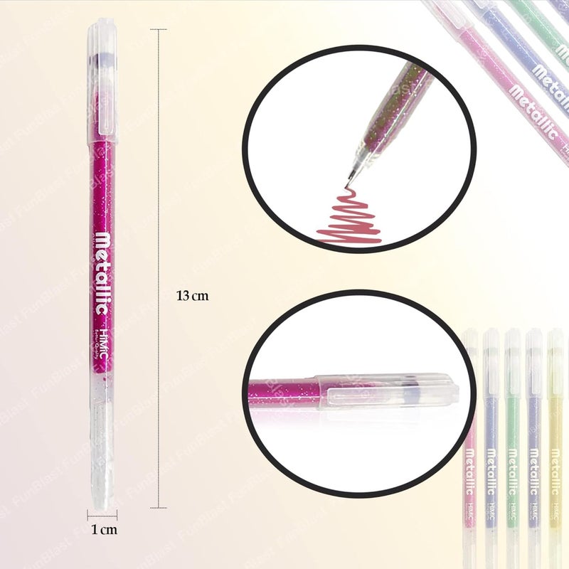 FunBlast Metallic Glitter Pen – 24 Pcs Colors Glitter Neon Pens, Ultra Fine Colour Pens for Sketching, Painting, Drawing, DIY Art Crafts & Coloring Pens for Adults and Kids - Image 3