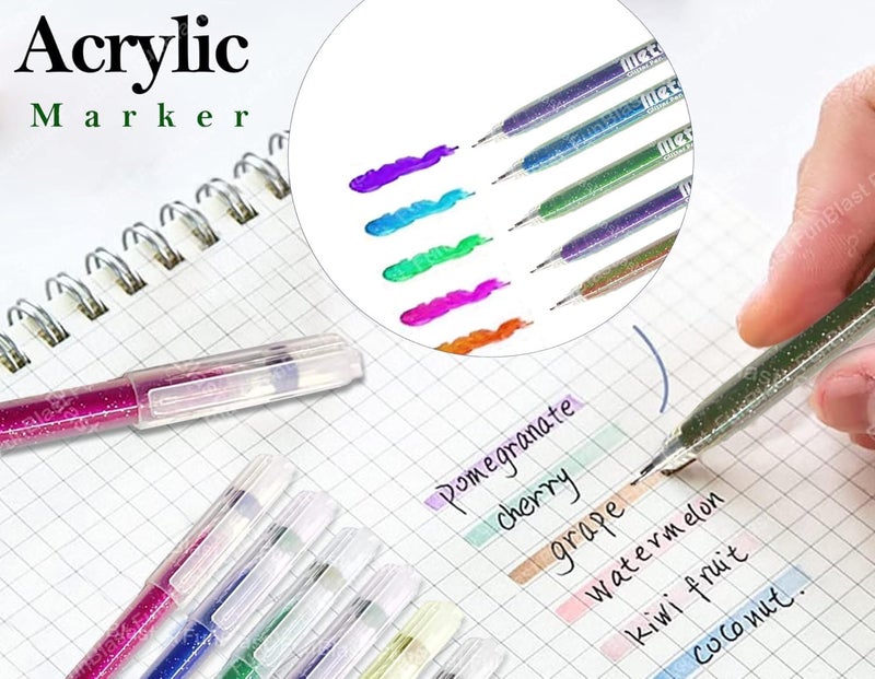 FunBlast Metallic Glitter Pen – 24 Pcs Colors Glitter Neon Pens, Ultra Fine Colour Pens for Sketching, Painting, Drawing, DIY Art Crafts & Coloring Pens for Adults and Kids - Image 5