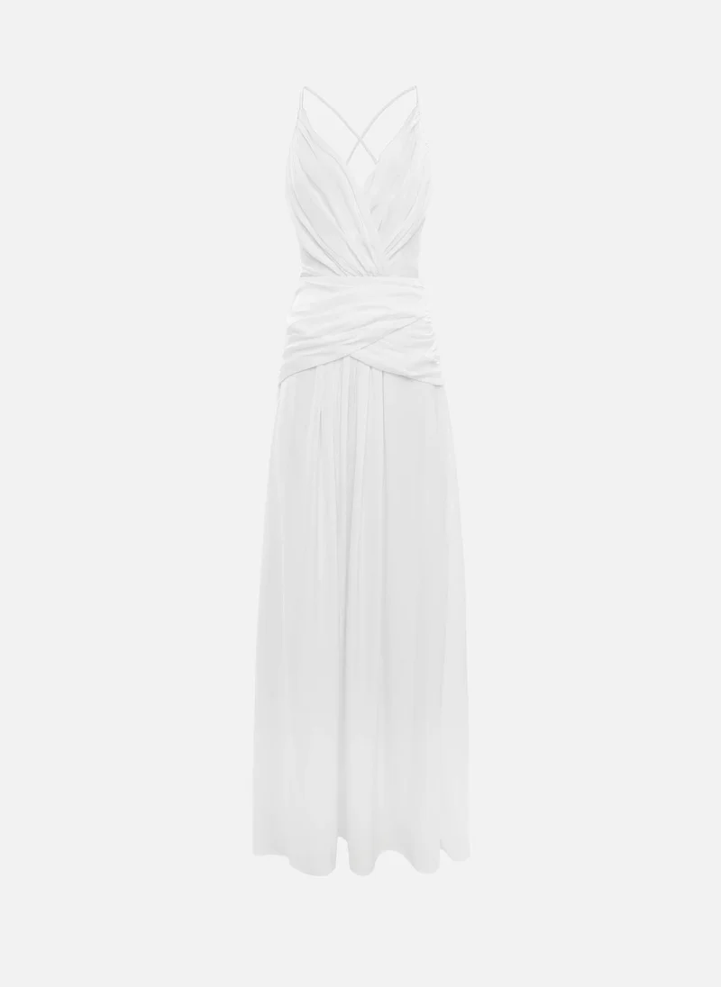Lichi  Maxi dress with thin straps and draping at the waist for Women | Best Price UAE