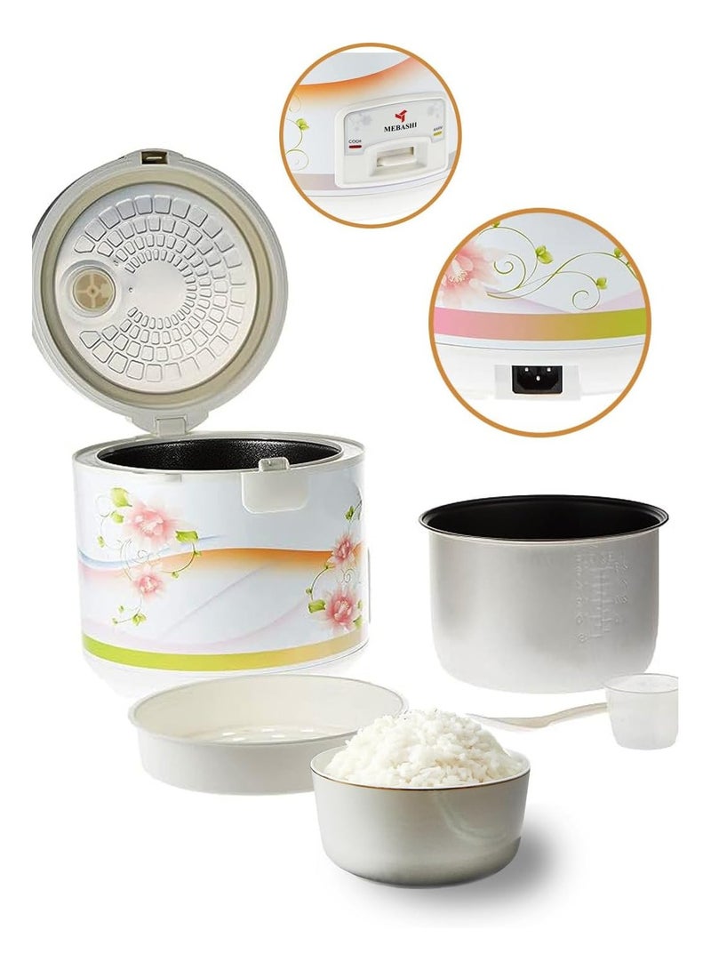 ميباشي ​Mebashi ME-RC728 Electric Rice Cooker 2.8L 900W Non-Stick Inner Pot White​ - Image 2